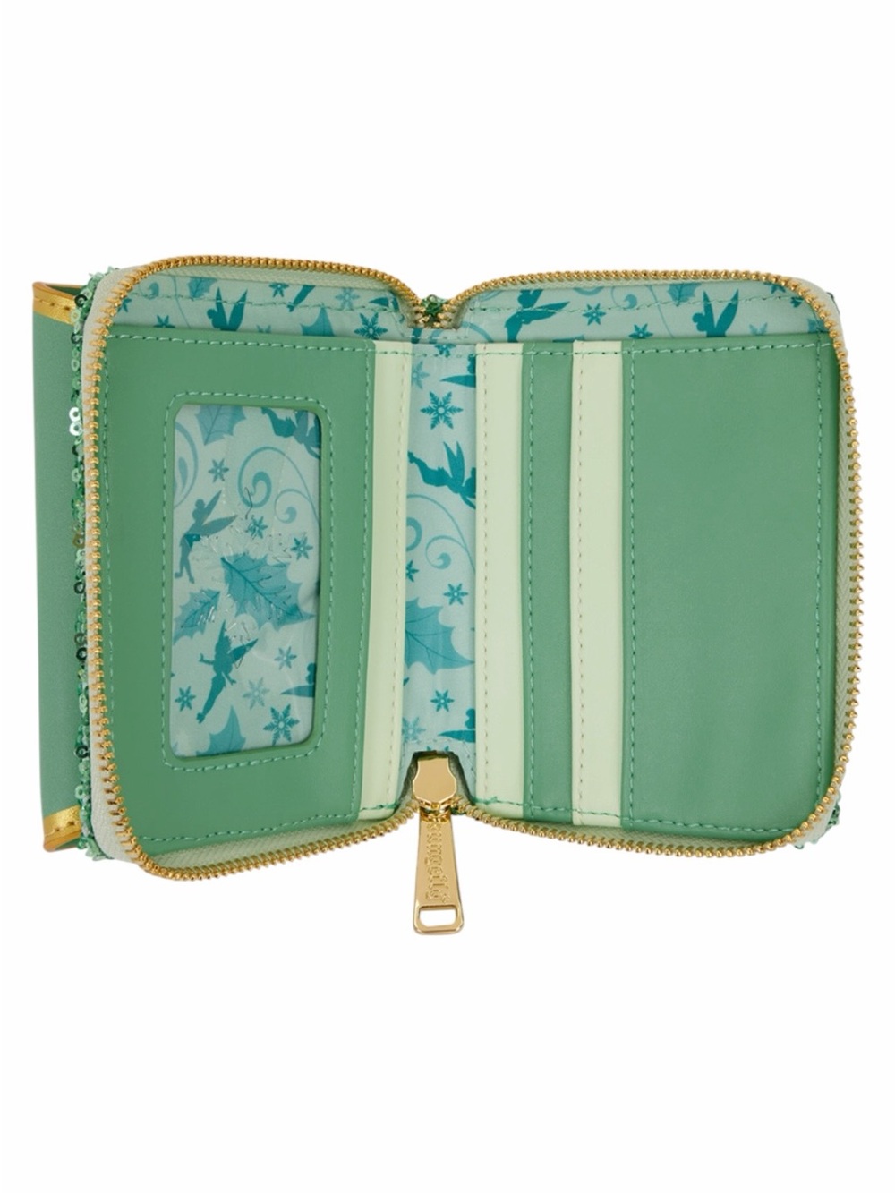 Loungefly Peter Pan Tinker Bell Holiday Sequin Tri-Fold Wallet NWT - Picture 2 of 6